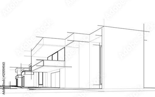 architectural sketch of a house