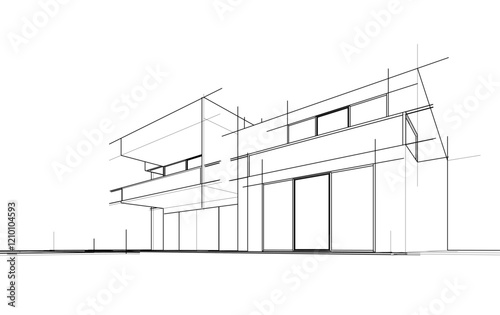 architectural sketch of a house