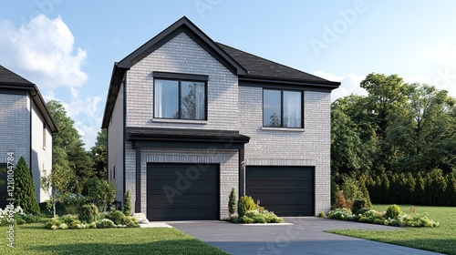 Modern Brick House with Two-Car Garage