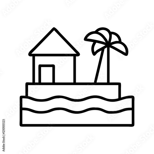 beachfront icon, beachfront line art - simple line art of beachfront, perfect for beachfront logos and icons