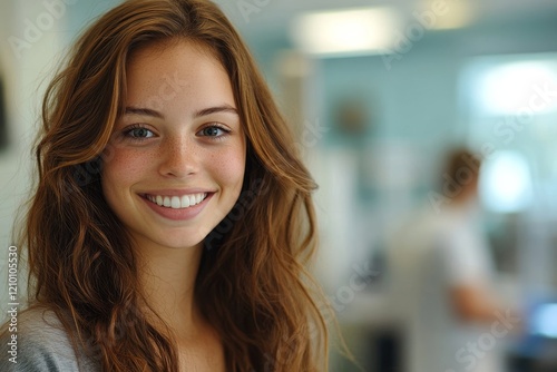 Portrait of young happy woman at doctor's office looking at camera. Generative AI Free Download Portrait of young happy woman at doctor's office looking at camera. Generative AI - GFXLoad