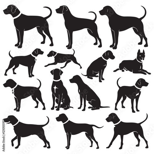 Vector Silhouette Dog Logo Icon Set  Black Clipart Illustrations on White Background