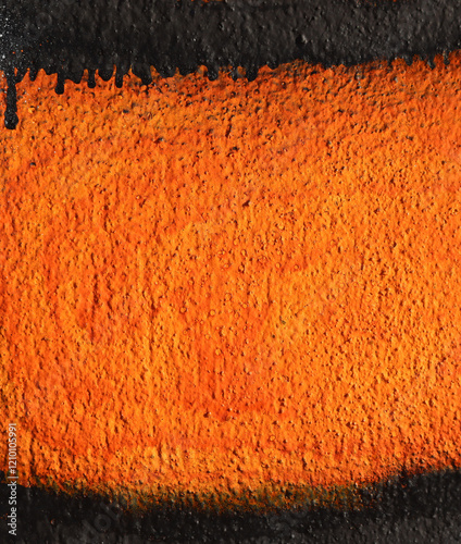 Orange wall with black paint on the edges. Abstract background and texture for design.