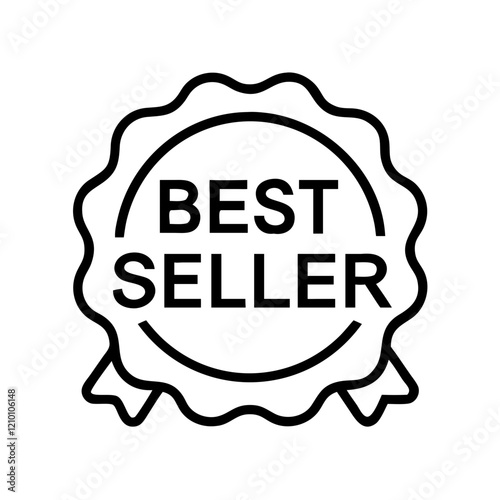 best seller badge icon, best seller badge line art - simple line art of best seller badge, perfect for best seller badge logos and icons