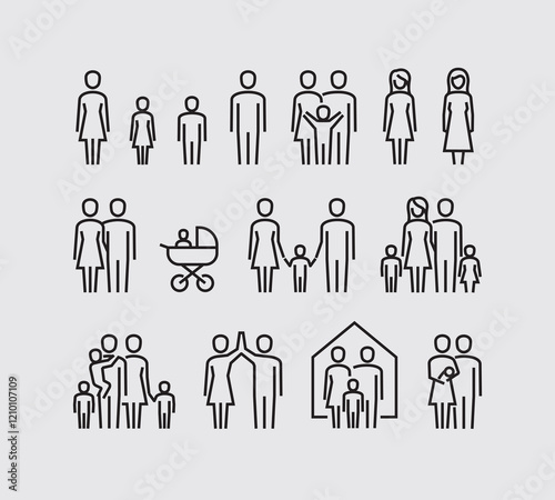 People Vector Line Icons Set