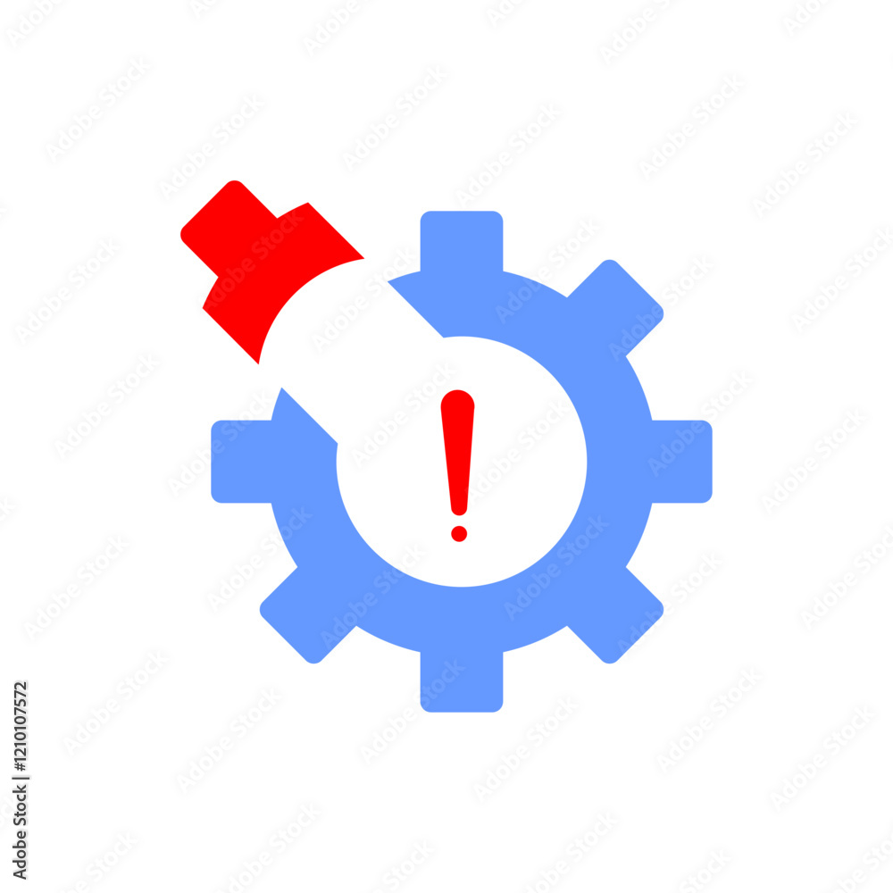 broken machine gear symbol with exclamation mark.eps broken machine gear symbol with exclamation mark.eps