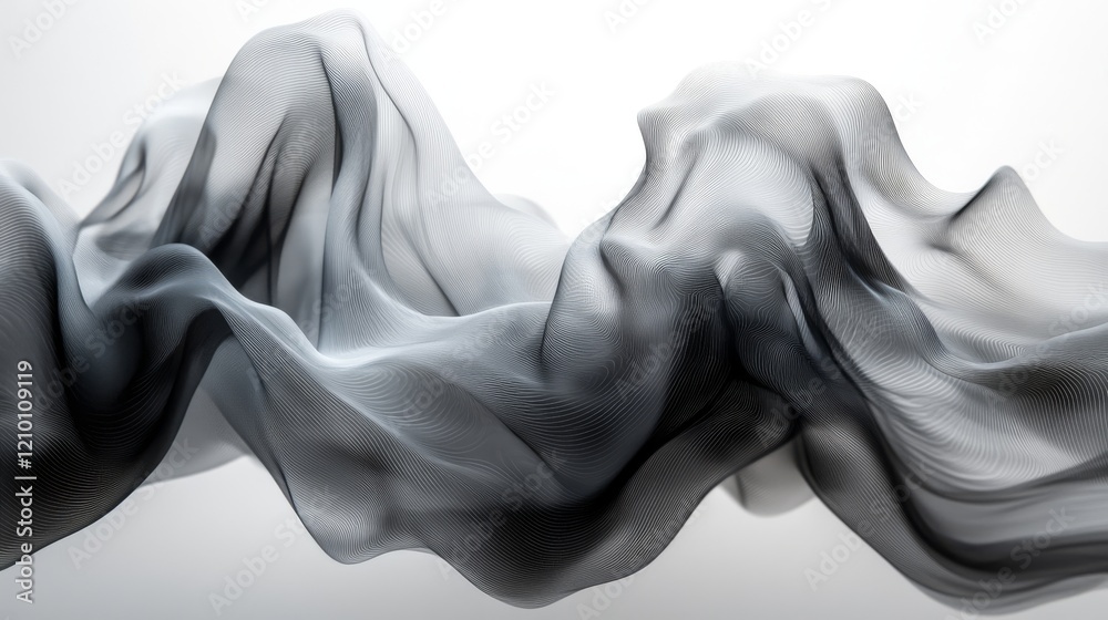 Naklejka premium Abstract grayscale fabric waves flowing elegantly