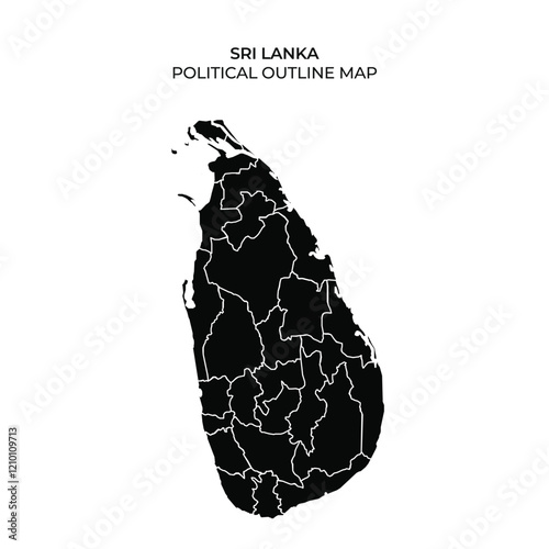 The graphic features a detailed outline map of Sri Lanka, illustrating various political and administrative regions across the country. Each division is clearly defined.
