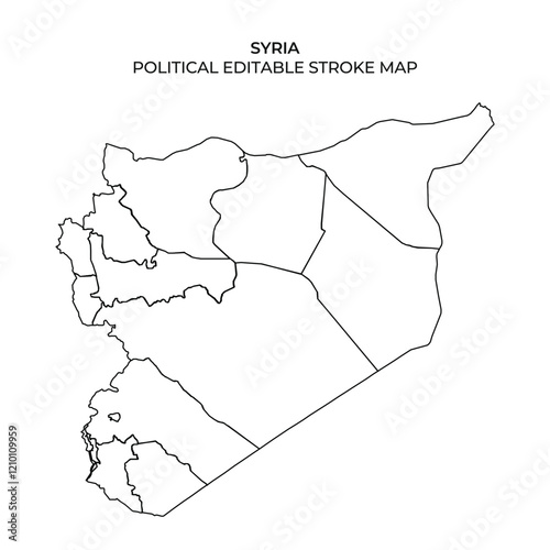 This outline map represents the political divisions of Syria. It can be used for educational activities, presentations, and geographical studies of the region.