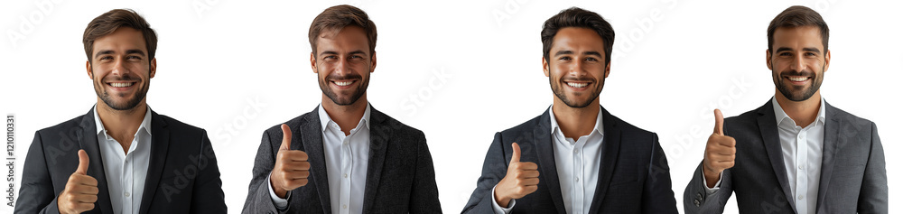 Businessman in suit showing thumb up sign Businessman in suit showing thumb up sign