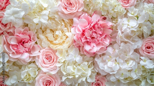 A wedding centerpiece with white and pink flowers.