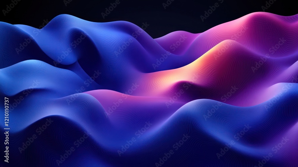 Fototapeta premium Abstract waves, glowing, dark background, digital art, website