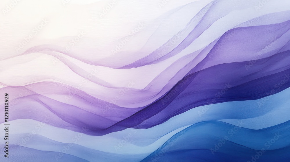 Fototapeta premium Elegant gradient of curved pencil strokes blending soft purples and blues across a serene background