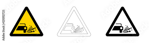 Warning Signage for Projected Objects or Loose Gravel. Vector format.
