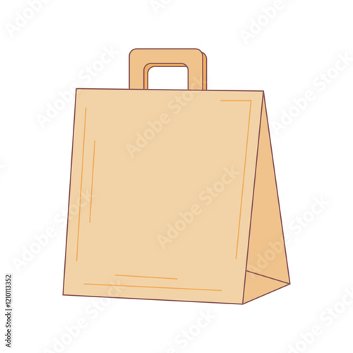 Eco packaging in flat design. Paper delivery bag, take away grocery pack. Vector illustration isolated.