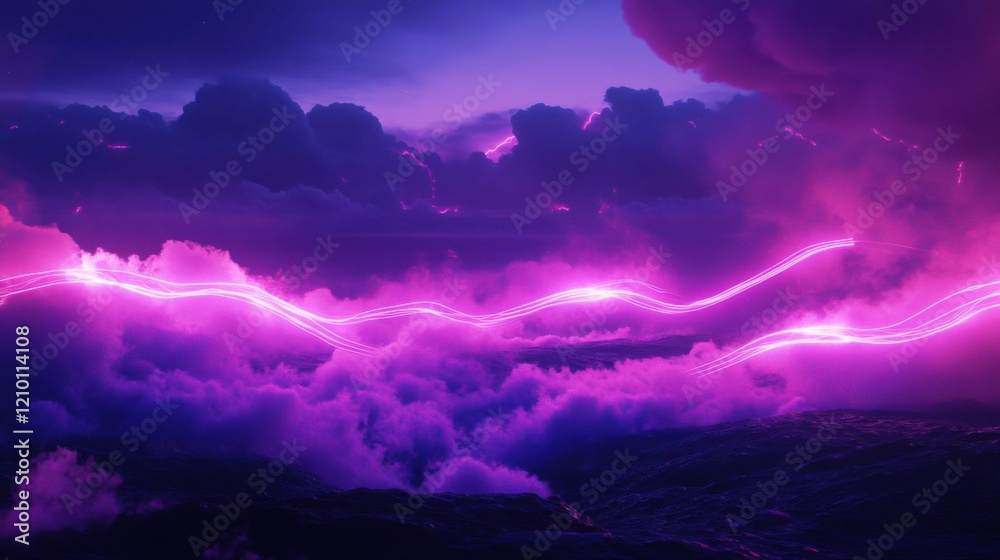Fototapeta premium a purple and black sky with a pink light