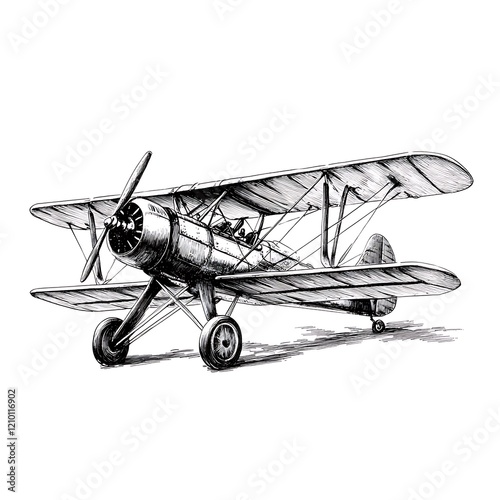 Vintage biplane sketch.