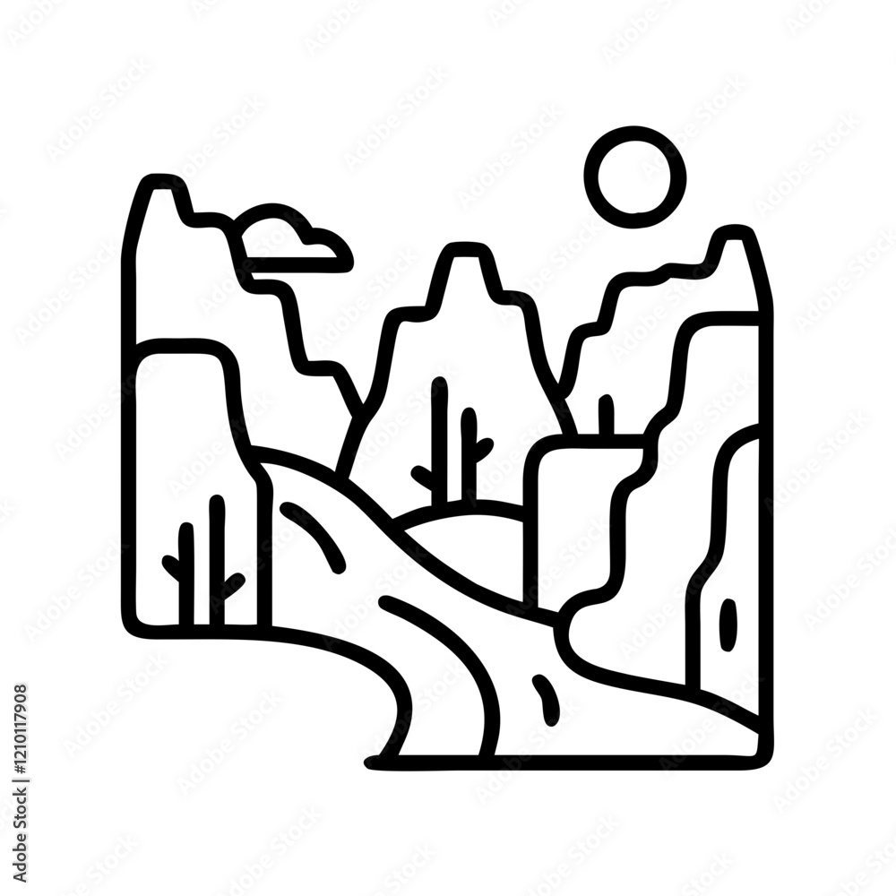 canyon icon, canyon line art - simple line art of canyon, perfect for canyon logos and icons canyon icon, canyon line art - simple line art of canyon, perfect for canyon logos and icons