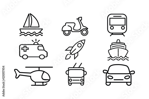 transportation icons set