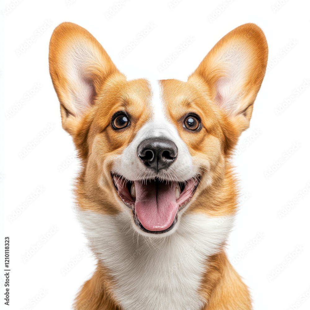 Happy Pembroke Welsh Corgi with joyful expression, showcasing its playful nature and distinctive features. This small herding breed is known for its friendly demeanor and intelligence Happy Pembroke Welsh Corgi with joyful expression, showcasing its playful nature and distinctive features. This small herding breed is known for its friendly demeanor and intelligence