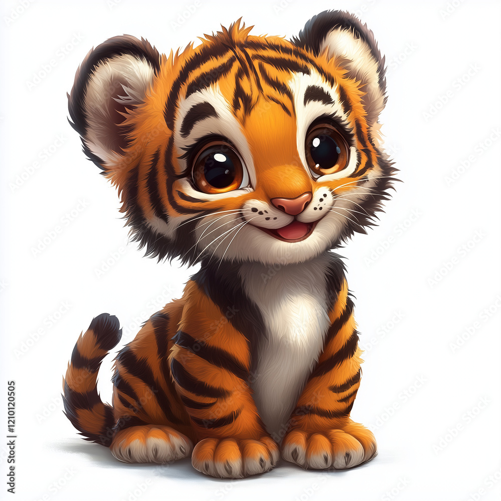 Obraz premium Cute tiger cub smiling with happy expression