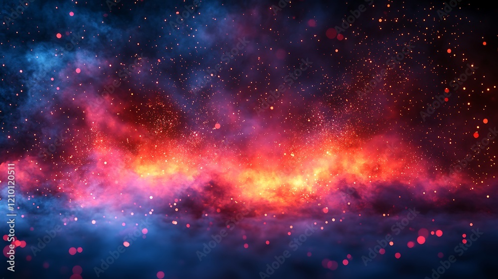 Celestial Firestorm: A dramatic and ethereal cosmic landscape unfolds, a swirling sea of fiery red and vibrant blue hues against a backdrop of twinkling stars. Celestial Firestorm: A dramatic and ethereal cosmic landscape unfolds, a swirling sea of fiery red and vibrant blue hues against a backdrop of twinkling stars.