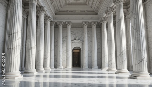 Grand Marble Hallway with Classical Columns and Door  Architecture  Interior Design  Luxury  Power  Justice.