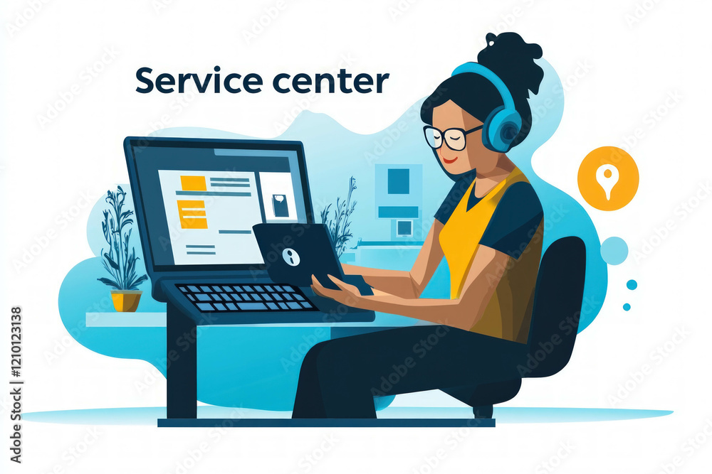 Service Center Text Illustration Service Center Text Illustration