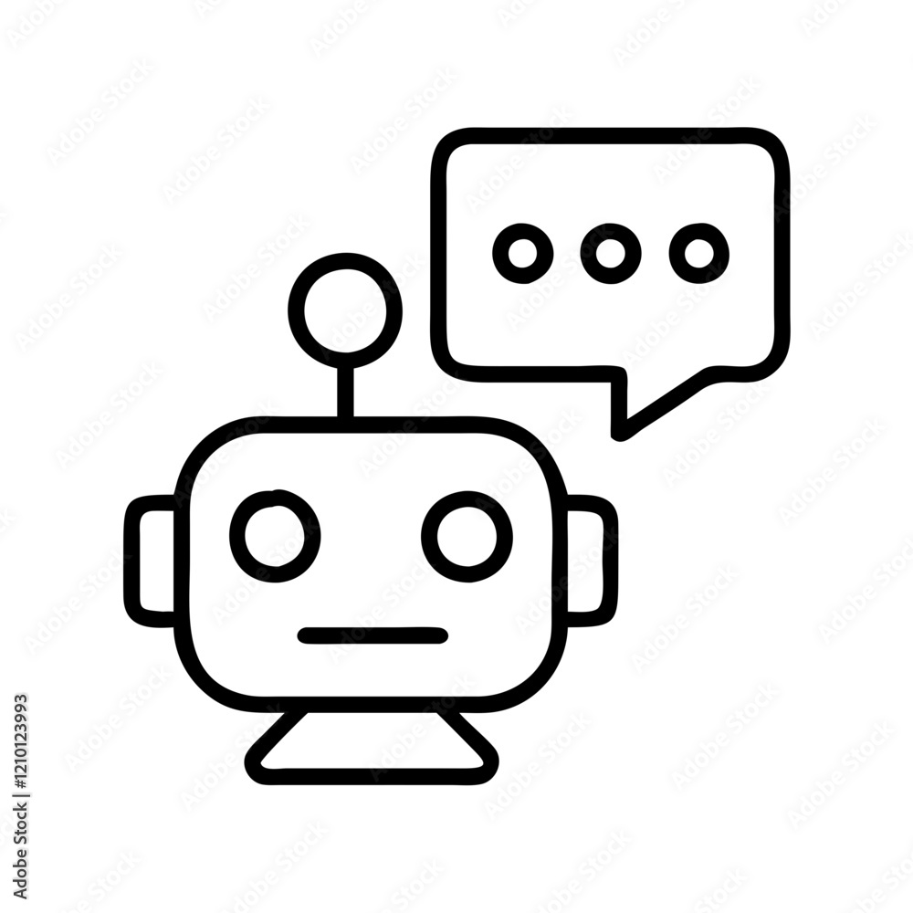 chatbot icon, chatbot line art - simple line art of chatbot, perfect for chatbot logos and icons chatbot icon, chatbot line art - simple line art of chatbot, perfect for chatbot logos and icons