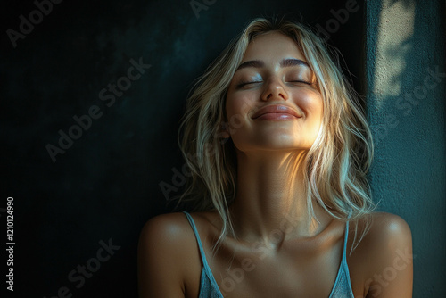 Woman Smiling Black Background