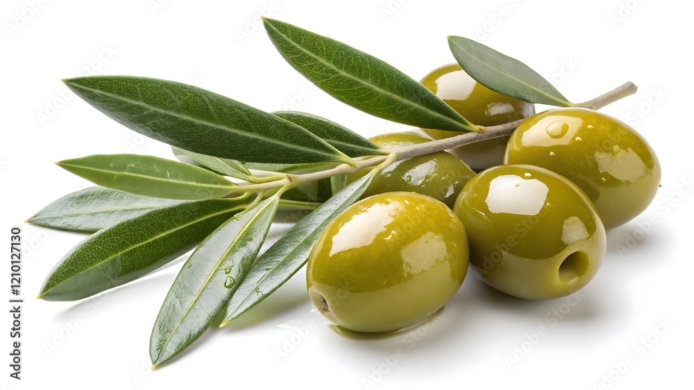 Photorealistic Green Olives on Olive Branch Fresh & Vibrant V5 Photorealistic Green Olives on Olive Branch Fresh & Vibrant V5