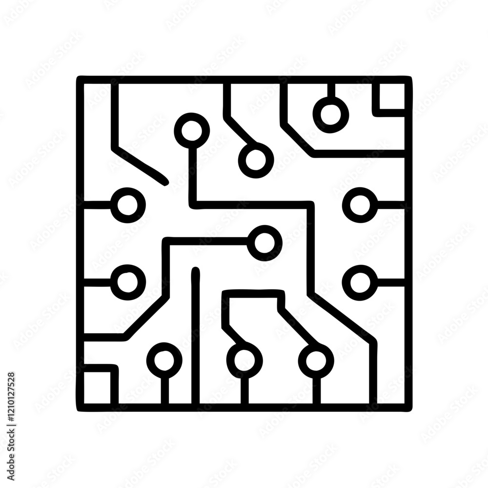 circuit board icon, circuit board line art - simple line art of circuit board, perfect for circuit board logos and icons circuit board icon, circuit board line art - simple line art of circuit board, perfect for circuit board logos and icons