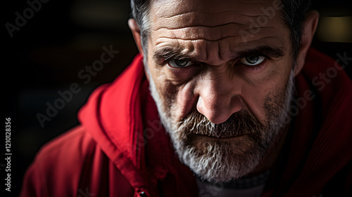 Serene Elderly Man in Red Jacket photo