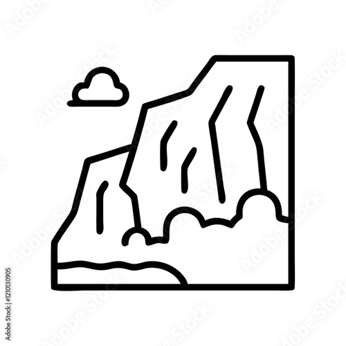 cliff icon, cliff line art - simple line art of cliff, perfect for cliff logos and icons