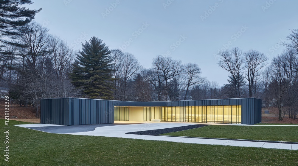 Fototapeta premium Modern pavilion twilight park landscape architecture