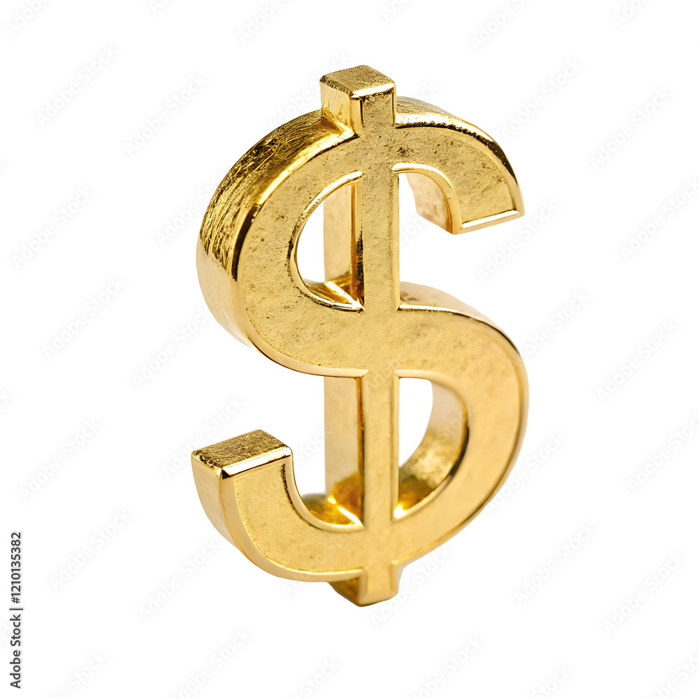 Obraz premium golden dollar symbol isolated on white background PNG.AI GENERATED