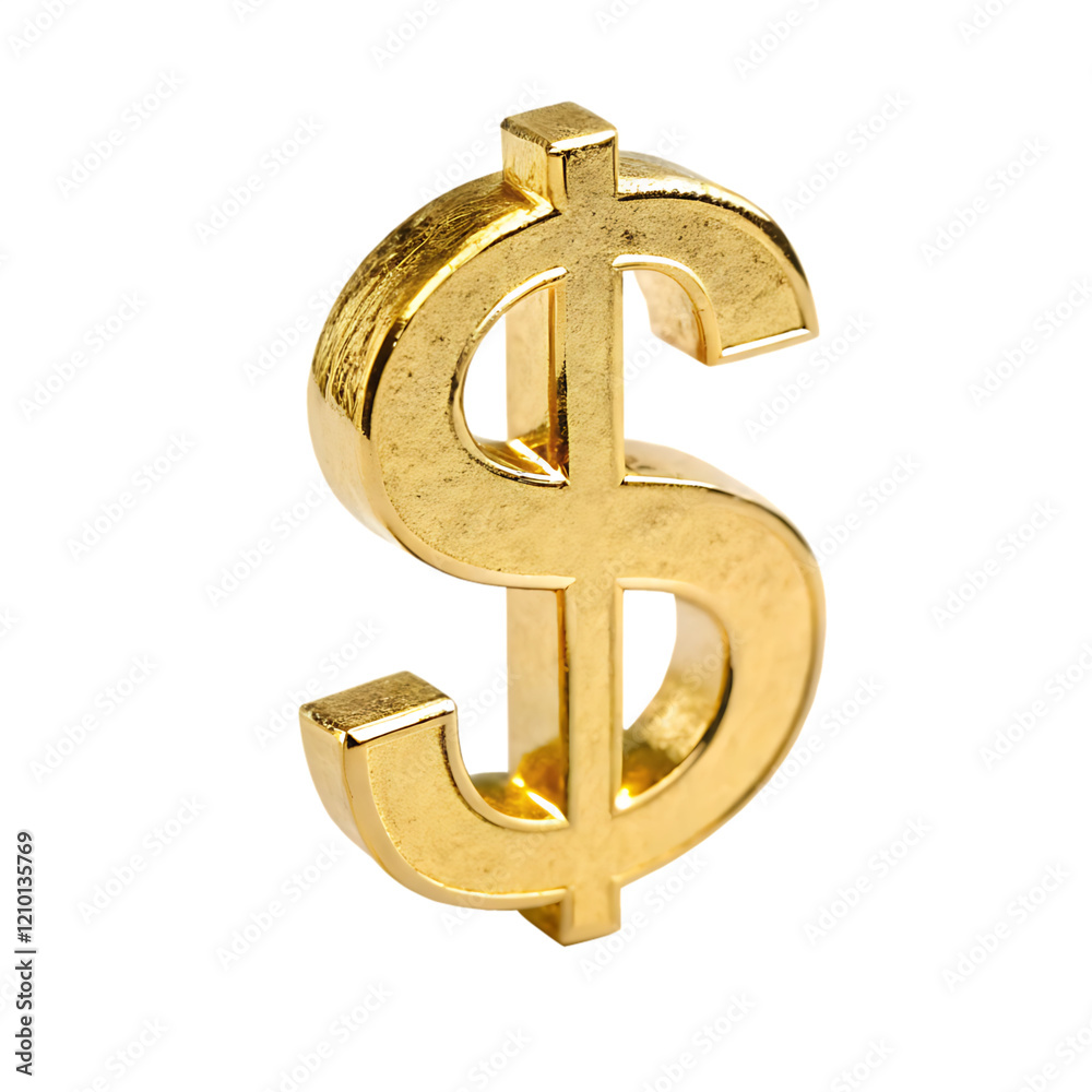 golden dollar symbol isolated on white background PNG.AI GENERATED