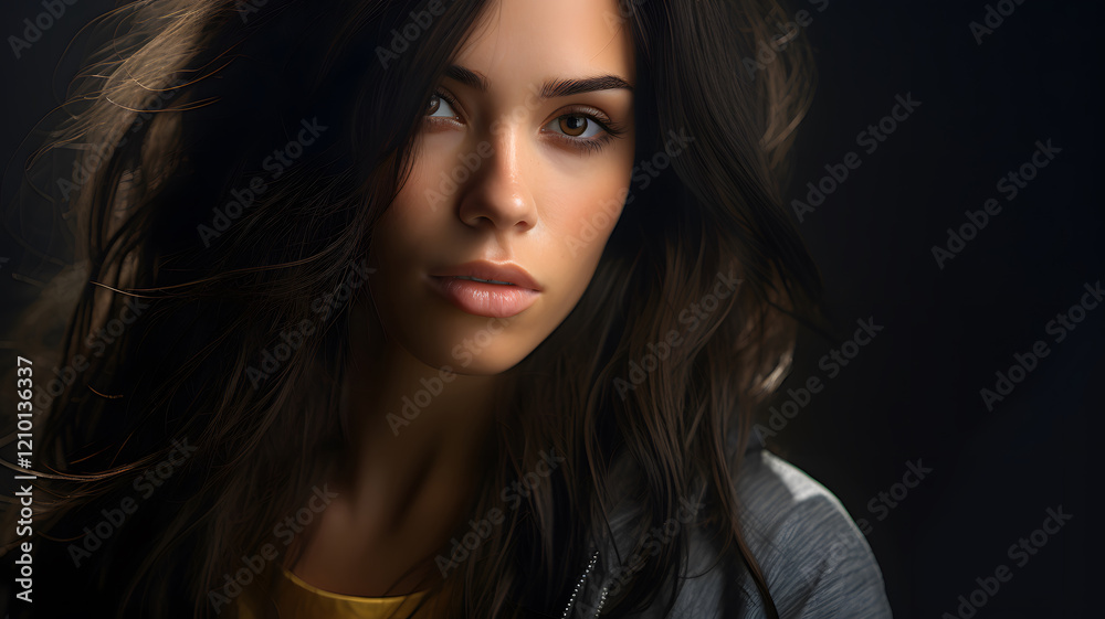 Serene Woman with Flowing Hair Serene Woman with Flowing Hair