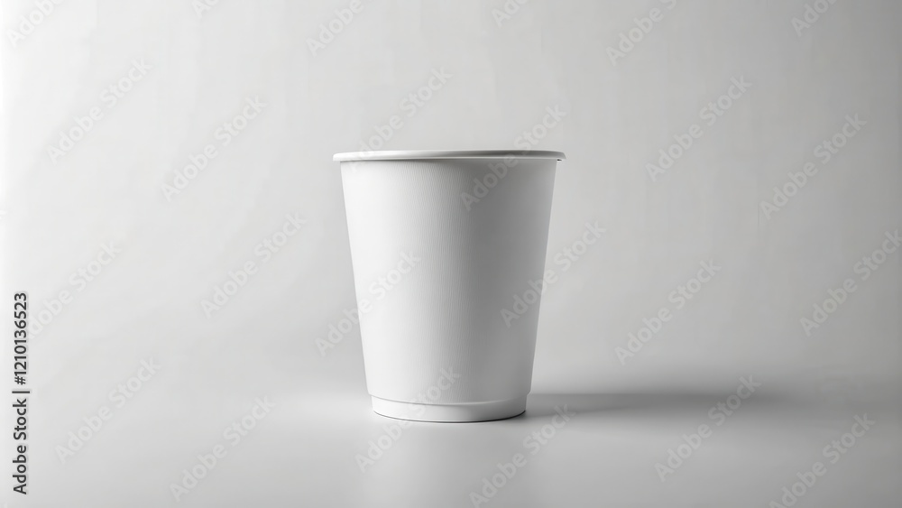 A simple, clean, white disposable cup on a white background A simple, clean, white disposable cup on a white background