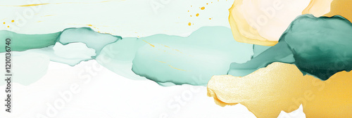 Abstract artistic teal and gold fractal background