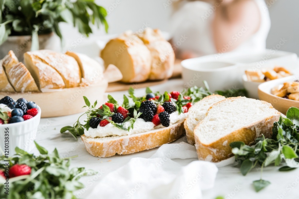 Rustic farm bread with creamy cheese, berries, and honey. Delightful! Rustic farm bread with creamy cheese, berries, and honey. Delightful!