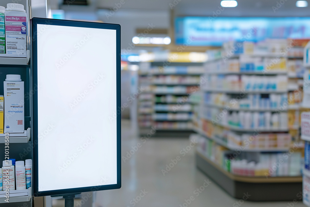 Vertical Blank Digital Billboard in an Elegant Pharmacy Vertical Blank Digital Billboard in an Elegant Pharmacy