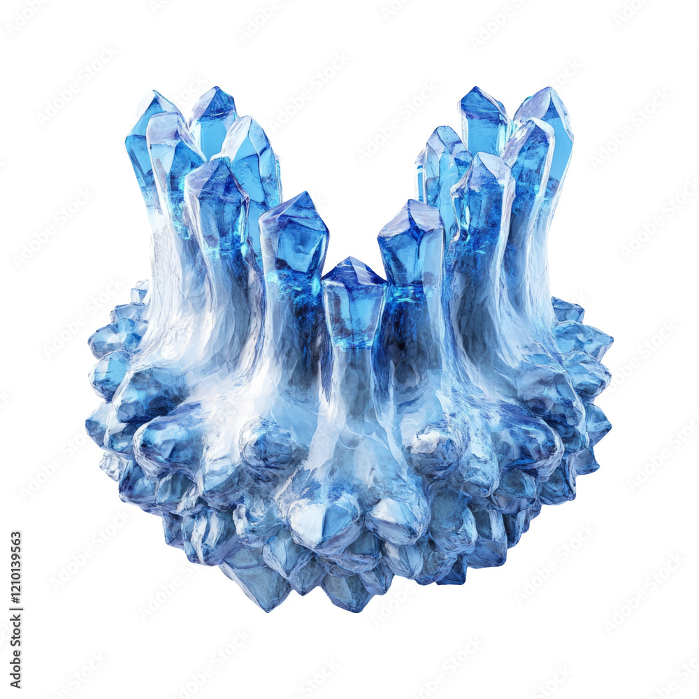 Fototapeta premium Blue Crystals Isolated on White Background for Scientific Use