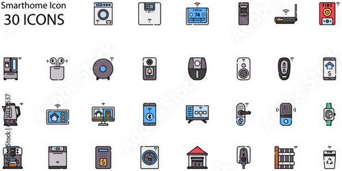 Set of Smarthome icons. Line art style icons bundle. vector illustration