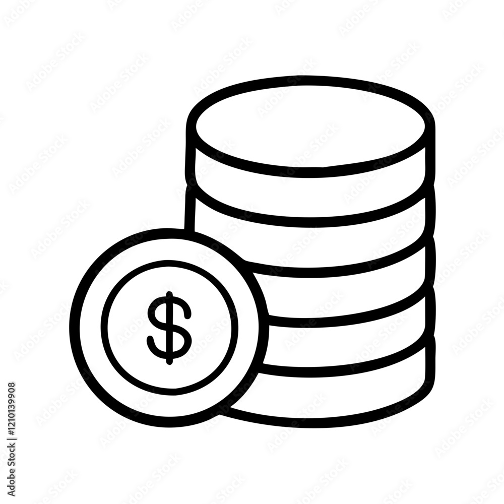 coins stack icon, coins stack line art - simple line art of coins stack, perfect for coins stack logos and icons coins stack icon, coins stack line art - simple line art of coins stack, perfect for coins stack logos and icons