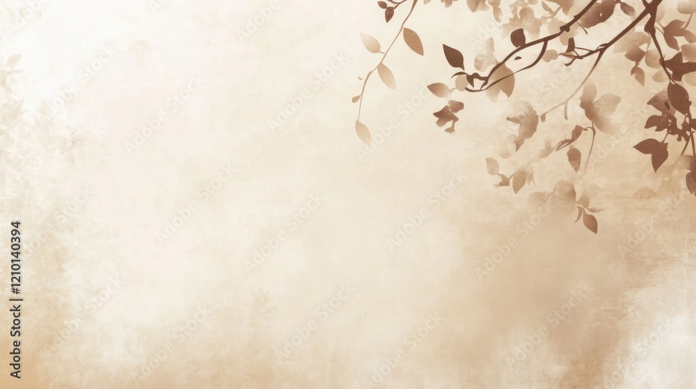 Soft muted background featuring delicate leaves against a beige and cream backdrop, evoking a serene atmosphere Soft muted background featuring delicate leaves against a beige and cream backdrop, evoking a serene atmosphere
