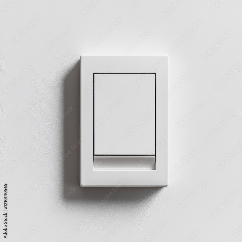 Sleek white light switch on a plain wall exuding modern simplicity Sleek white light switch on a plain wall exuding modern simplicity
