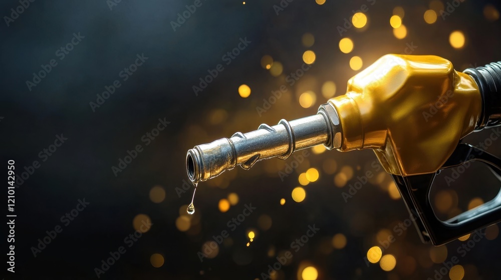 Glowing Gold Gasoline Injector in Action on Dark Background for Luxury Automotive or Energy Themes Glowing Gold Gasoline Injector in Action on Dark Background for Luxury Automotive or Energy Themes