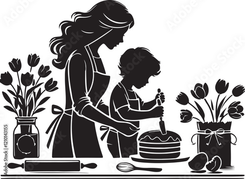 silhouette of a mother and child for mothers day
