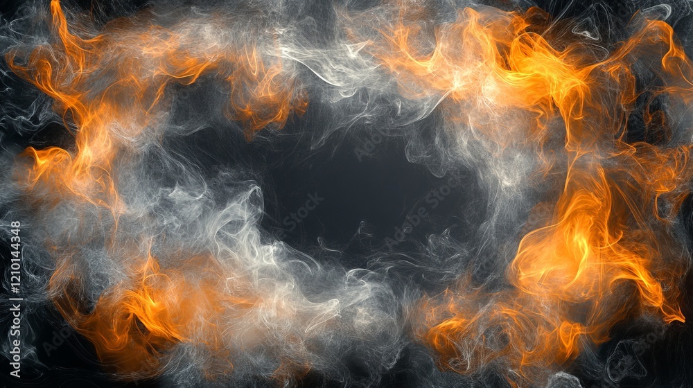 Fototapeta premium Captivating Circle of Fire Glowing Brightly Against a Deep Black Background Evoking Intense Energy